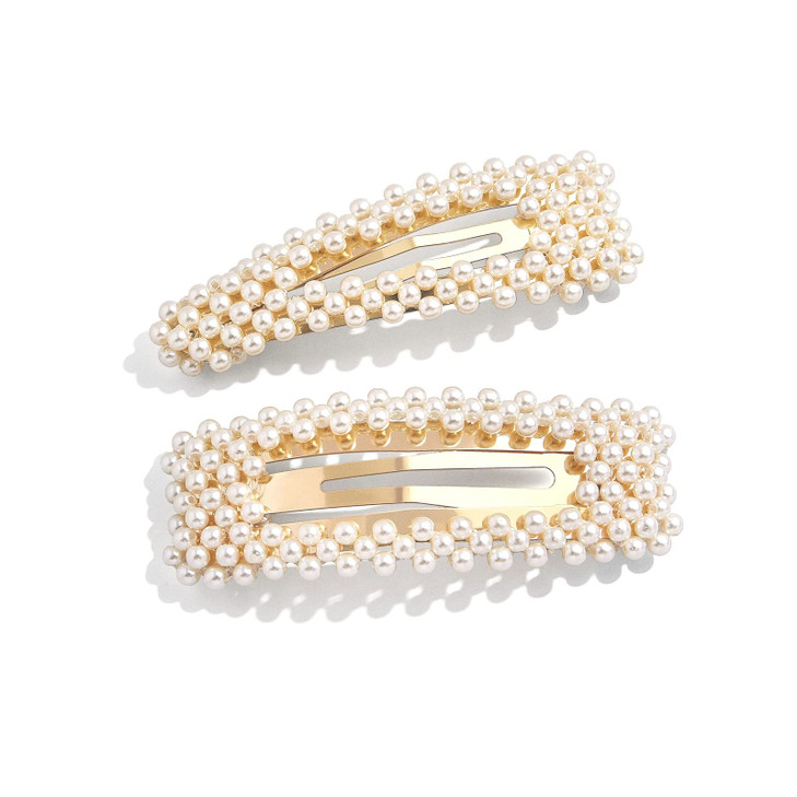 KCHIES Pearl Hair Clips Gold Snap Hairpins Alligator Barrettes Women Girls Wedding Headpiece Her Valentines Outfit Decor Accessories Back School Moth