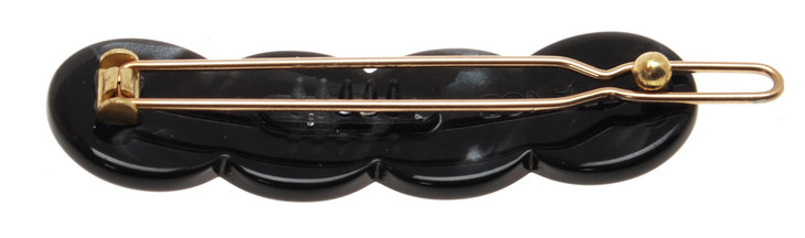France Luxe Scalloped Tige Boule Barrette - Nacro Black