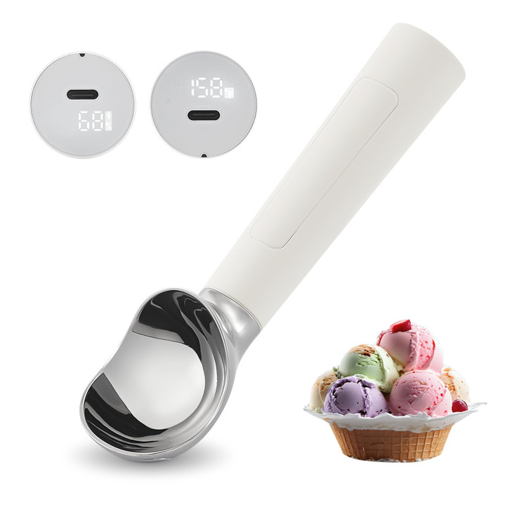Heated Ice Cream Scoop Rechargeable, Electric Warming Ice Cream Scooper with LED Display, Heats to 158°F for Hard Ice Cream, Easy for Seniors & Kids,