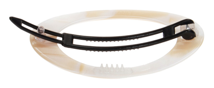 France Luxe Cutout Oval Plastic Tige Boule Barrette - Onyx