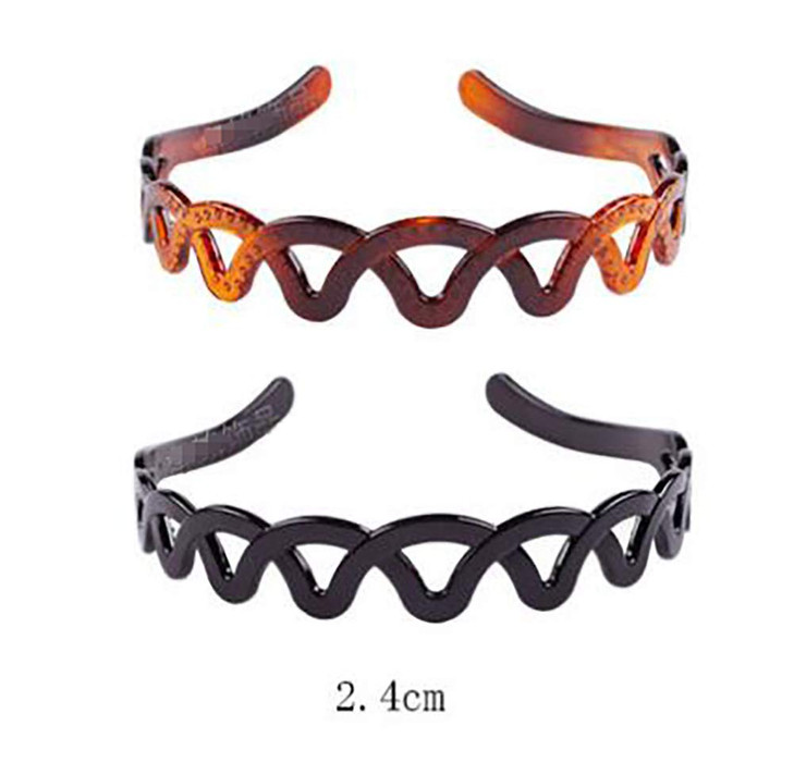 Set of 2 Women Hard Plastic Headband Hair Hoop Black and Brown High-grade Headwear Hairband (Style C#)
