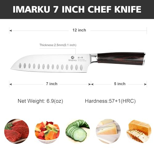 imarku Chef Knife 7 Inch Kitchen Knife Ultra Sharp Santoku Knife - High Carbon Japanese Chefs Knife, Kitchen Gadgets 2025, Apartment Essentials, Birt