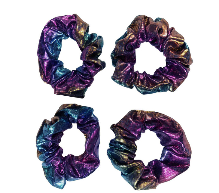 4 Pcs Bright Metallic Hair Scrunchies Hair Holder Bobbles Elastics Ponytail Holders Hair Wrist Ties Bands Cloth Scrunchies for Show Gym Dance Party C