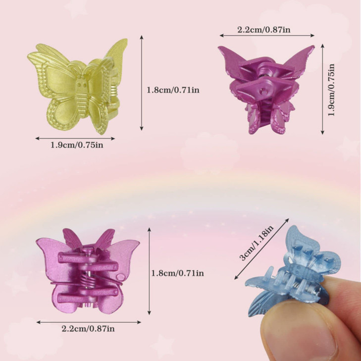 Butterfly Hair Clips Pastel Hair Clips for Tiweio, 50 Pcs Small Hair Claw Clips Mini Hair Accessories for Girls and Women with Box Packaged, 14 Metal