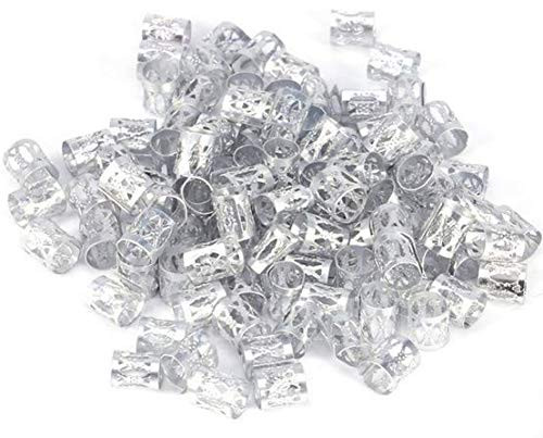 WOIWO 100PCS Aluminum Dreadlocks beads Dread Locks Adjustable Metal Cuffs Hair Decoration Braiding Hair Jewelry, Silver