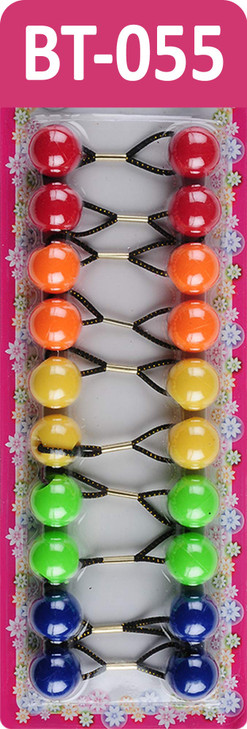 Tara Girls Twinbead Bubble Ball Ponytail Elastics 10 Pieces Selection (BT55)
