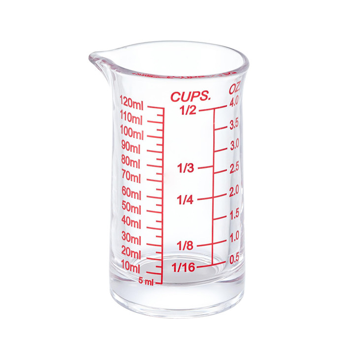 Ackers 4oz Glass Measuring Cup  Shot Glass with Ounce,Ml,Cups Markings for Kitchen & Bar(Red Line)