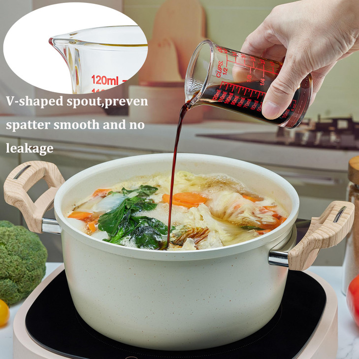 Ackers 4oz Glass Measuring Cup  Shot Glass with Ounce,Ml,Cups Markings for Kitchen & Bar(Red Line)