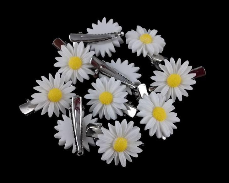Yueton 10pcs Little Daisy Flower Barrettes Bobby Pin Alligator Clip Hair Clips Bride Head-wear Edge Clip Clamps (White)