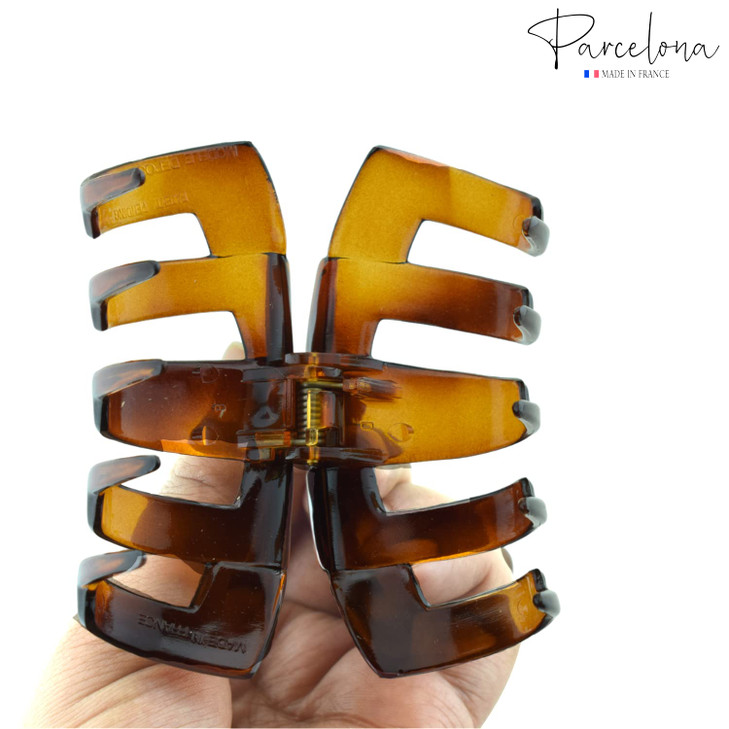 Parcelona French Tubular Large Tortoise Shell Covered Spring Jaw Hair Claw Clip Clamp Clutcher