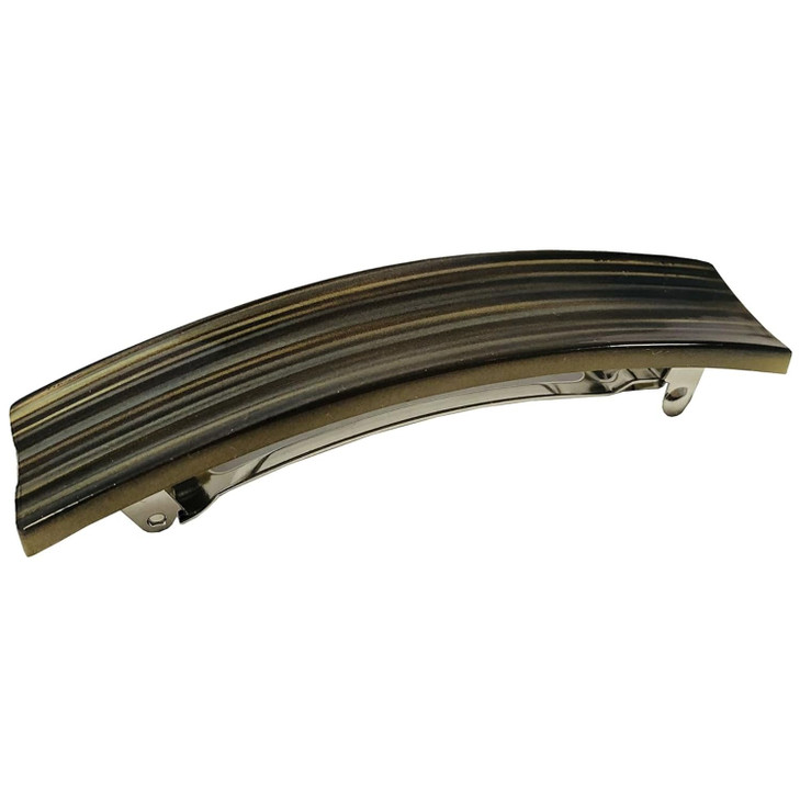 Parcelona Oblong Grey Beige 3 1/2 Inch Strong Grip Celluloid Automatic Hair Clips Sturdy No Slip Ponytail Hair Barrette Clips for Women and Girls, Ma