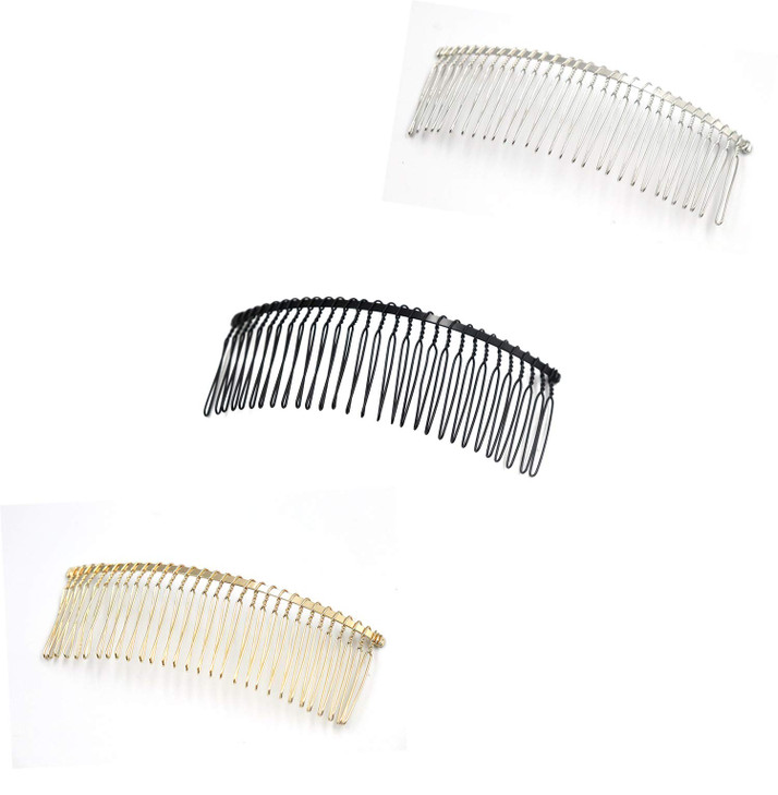 Ruwado 3 Pcs 30 Teeth Hair Side Comb Metal Black Gold Silver Vintage Wire Twist Hair Clips Pins for Women Girls Ladies Party Wedding Veil Bridal Hair