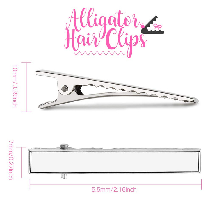 YGDZ Alligator Hair Clips, 120pcs 2.17 Inch Silver Hair Clips Single Prong Flat Metal Hair Bow Alligator Clips for Bows Making Crafts(5.5cm)