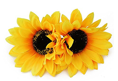 2Pcs 3.9" Sunflower Hair Alligator Clips Hair Accessories for Party Beach Vacation Wedding Bridal Barrettes