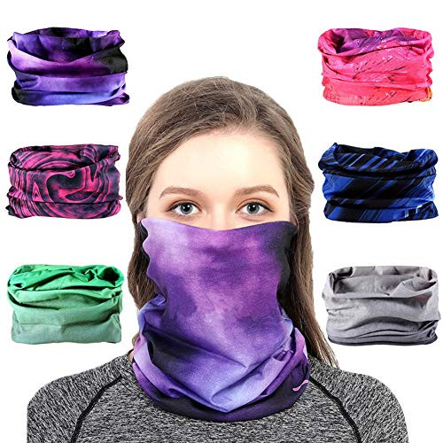 Toes Home 6PCS Outdoor Headband Elastic Seamless Bandana Neck Gaiter Scarf Sport Headwear Boho Series for Yoga Hiking
