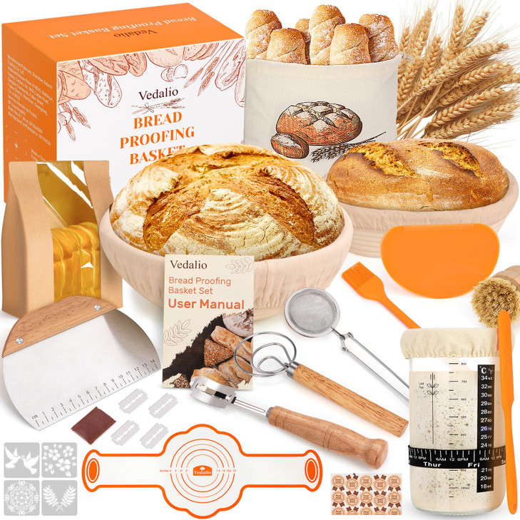 Sourdough Bread Baking Supplies, Sourdough Starter Kit, Bread Proofing Basket, Bread Making Tools Kit, Sour Dough Kit Tools, Sourdough Proofing Baske