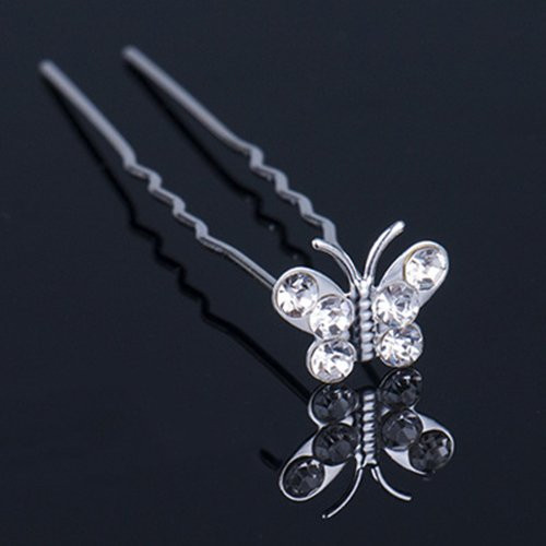 Vpang 20 Pcs Wedding Bridal Rhinestone Crystal Hair Pins Clips Women Headwear Wedding Decorative Hair Accessories (Butterfly)