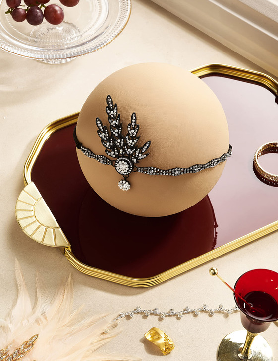 BABEYOND Art Deco 1920's Flapper Great Gatsby Inspired Leaf Medallion Pearl Headpiece Headband Black