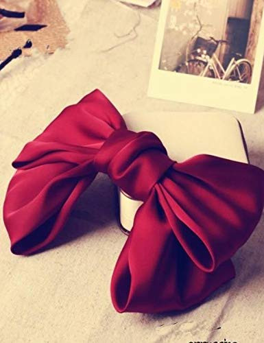 1PCS Big Red Hair Bows Decorative Hair Clips Butterfly Barrettes Silk Hair Bow Satin and Spring Clip Hairpins for Lady Girls Long Hair Style