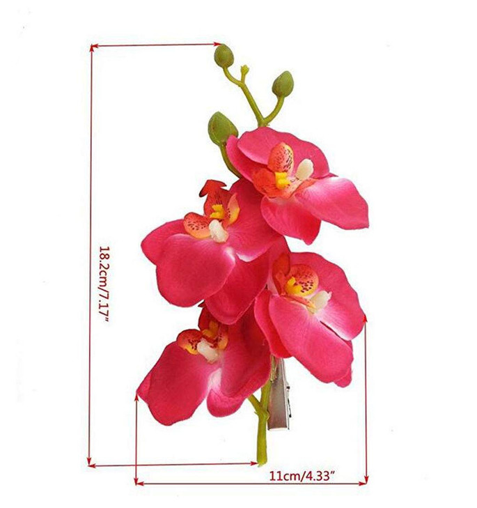 2PCS Hawaiian Orchid Flower Hair Clips Flowers Alligator Clips Hairpins Holiday Travel Wedding Decoration Hair Accessories For Women Lady Bridal (Red