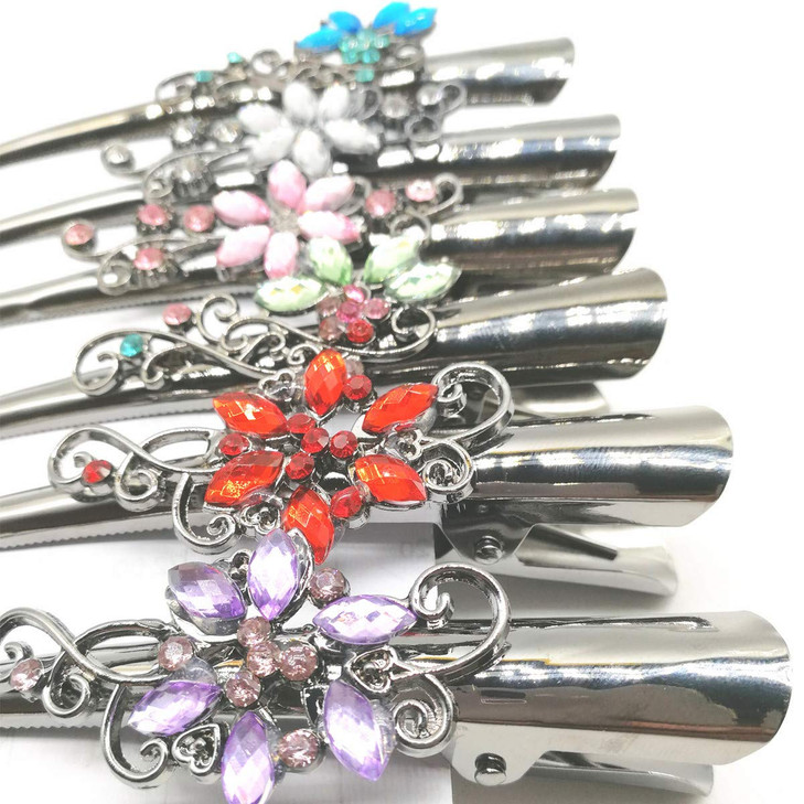 Set of 6 Metal Alligator Sectioning Clips for Women and girl- Pretty Strong Clamp Hairpins Non-Slip Hair Grips
