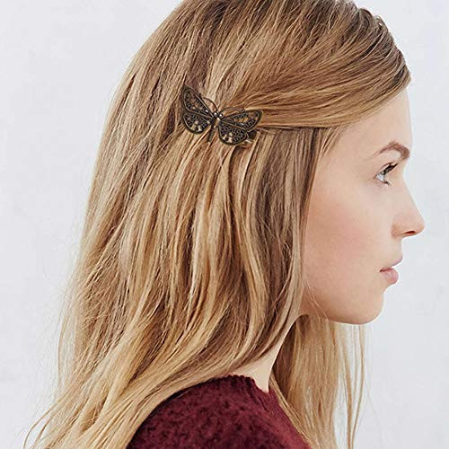 inSowni 30 Pack/15 Pairs Small Cute Decorative Bronze Metal Vintage Alligator Hair Clips Retro Barrettes Bobby Pins Leaf Flower Butterfly Gothic Punk
