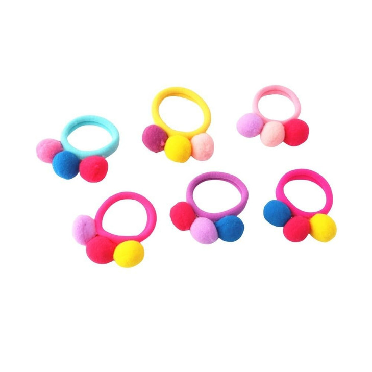 LOVEF 6 Pcs furball pompom Ball Elastic Hair Band gum Ponytail Holder Girls Hair Clip Headband Hair Accessories Gift