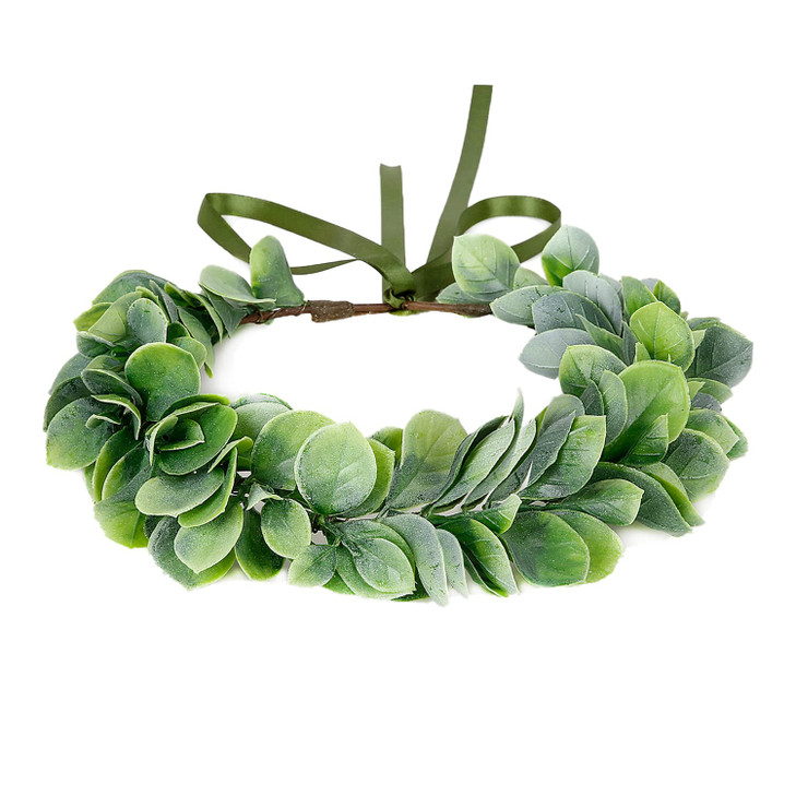 Yili Maizi Artificial Green Leaf Crown Eucalyptus Flower Wreath Women Girls Bohemian Headpiece Floral Headband Photo Prop