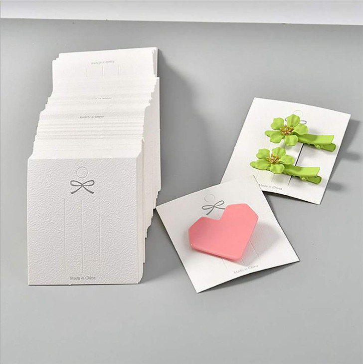 GSHLLO 100 PCS White Paper Hair Clip Bows Display Cards Hair Barrettes Cards Cardboard for Hair Accessories