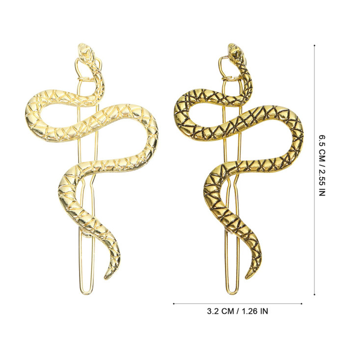 4pcs Snake Hair Clip Vintage Decorative Metal Hair Pins for Women and Girls (Golden, Ancient Gold)