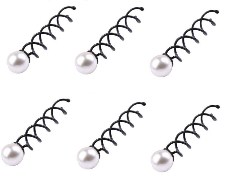 LASSUM 10 Pack Pearl Spiral Hair Pin Clip Bun Stick Spin Screw Twist Barrette for Women Hair Styling Tools