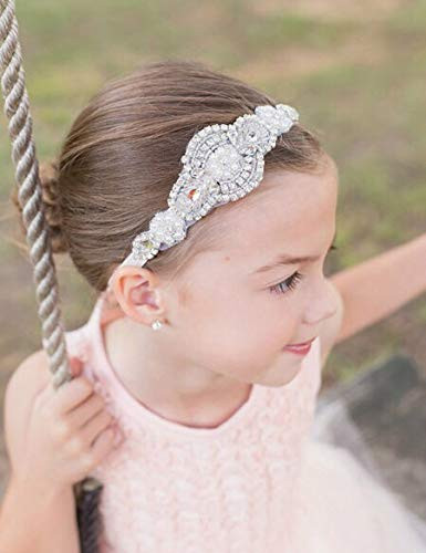 Missgrace Flower Gilr Silver Crystal Rhinestones Headband Wedding Hair Accessories Hair Jewelry for Wedding and Girls