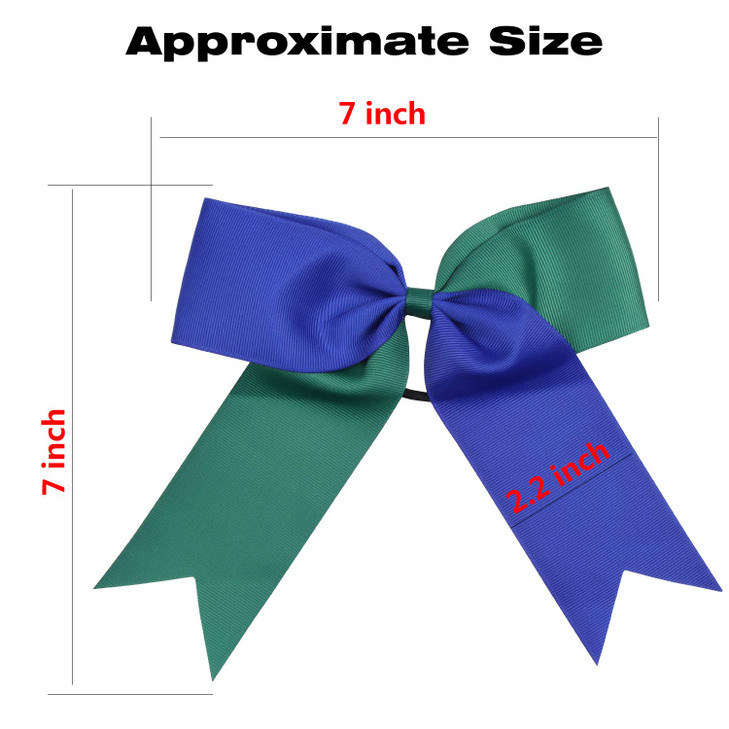 Cheerleading Bow Jumbo Cheer Bows 12 Pcs 7 Inch Ponytail Holder Cheerleader Bows Hair Tie (Royal Blue/Forest Green)