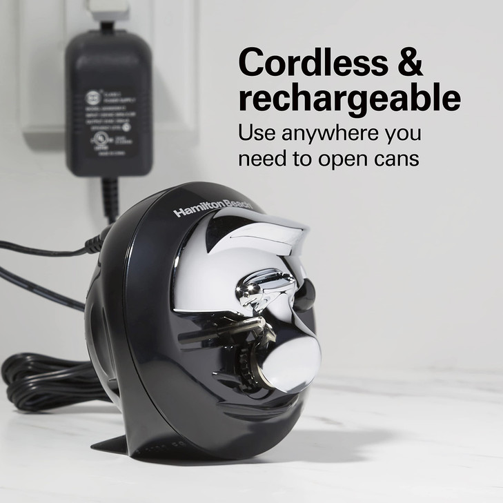 Hamilton Beach Walk 'n Cut Electric Can Opener for Kitchen, Use On Any Size, Automatic and Hand-Free, Cordless & Rechargeable, Easy Clean Removable B