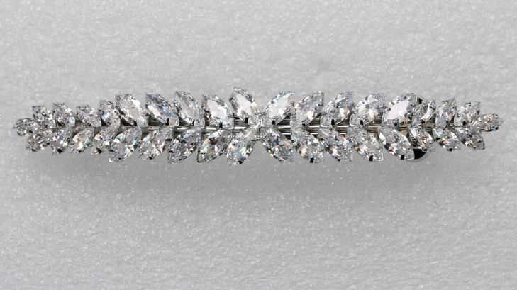 Faship Gorgeous Clear CZ Crystal Floral Hair Barrette Clip