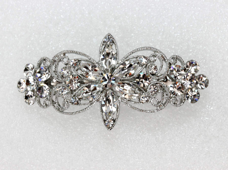 Faship Gorgeous Clear Rhinestone Crystal Flora Hair Barrette Clip