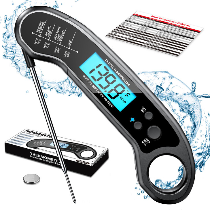 Meat Thermometer Digital, Instant Read Meat ThermometerI for Grill and Cooking, Waterproof Food Thermometer for Kitchen and Outside, BBQ, Turkey, Can