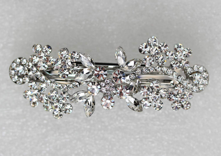 Faship Gorgeous Clear Crystal Floral Hair Barrette