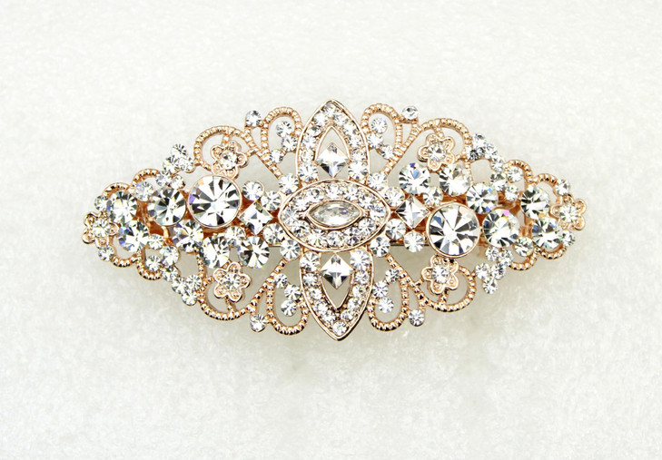 Faship Gorgeous Clear Crystal Floral Hair Clip Barrette