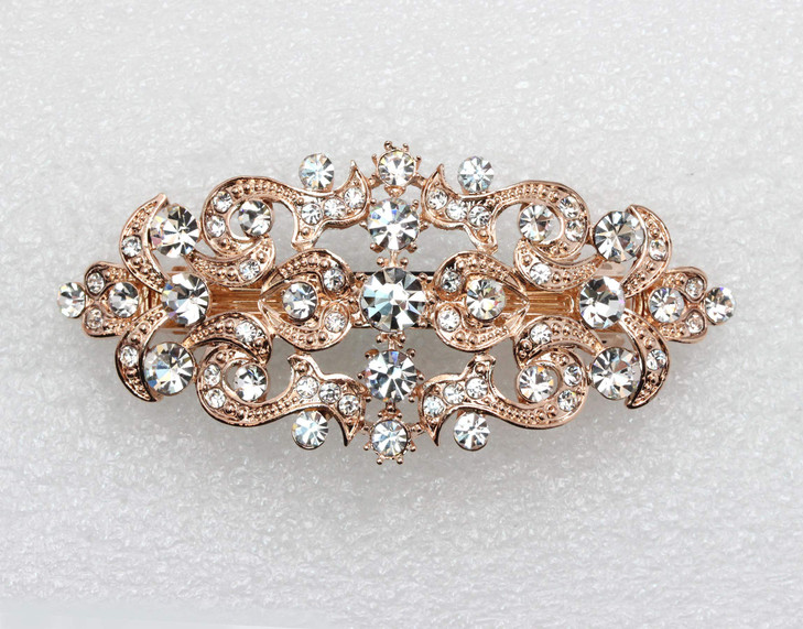 Faship Gorgeous Clear Crystal Floral Hair Barrette Clip