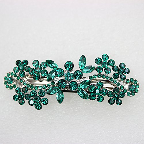 Faship Gorgeous Emerald Green Crystal Hair Barrette Clip