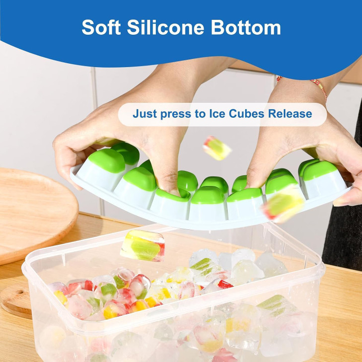 56-Cube Ice Cube Trays for Freezer with Lids, 4 Pack Stackable Silicone Ice Trays, Easy Release BPA Free Ice Trays for Freezer, Covered Ice Molds for