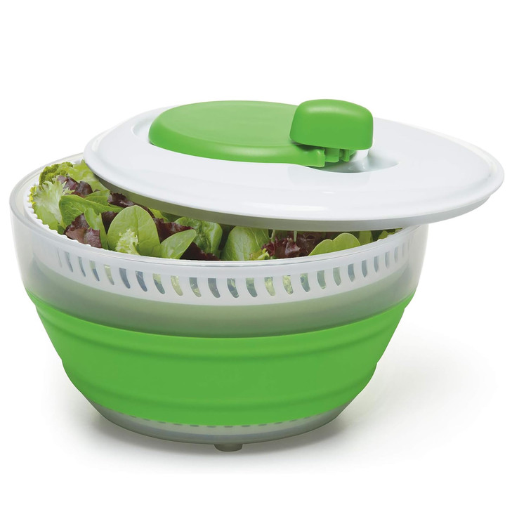 PrepWorks 3 Qt Collapsible Salad Spinner  Space-Saving, Easy-to-Use, BPA-Free, for Quick Salad Washing & Drying, Dishwasher Safe