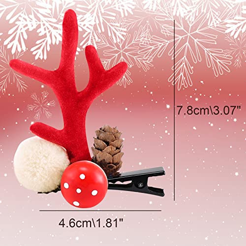 Boobeen Christmas Hair Clip - 2 Pairs Cute Reindeer Antlers Ears Hair Accessory Antlers Headdress Hairpin for Christmas Party