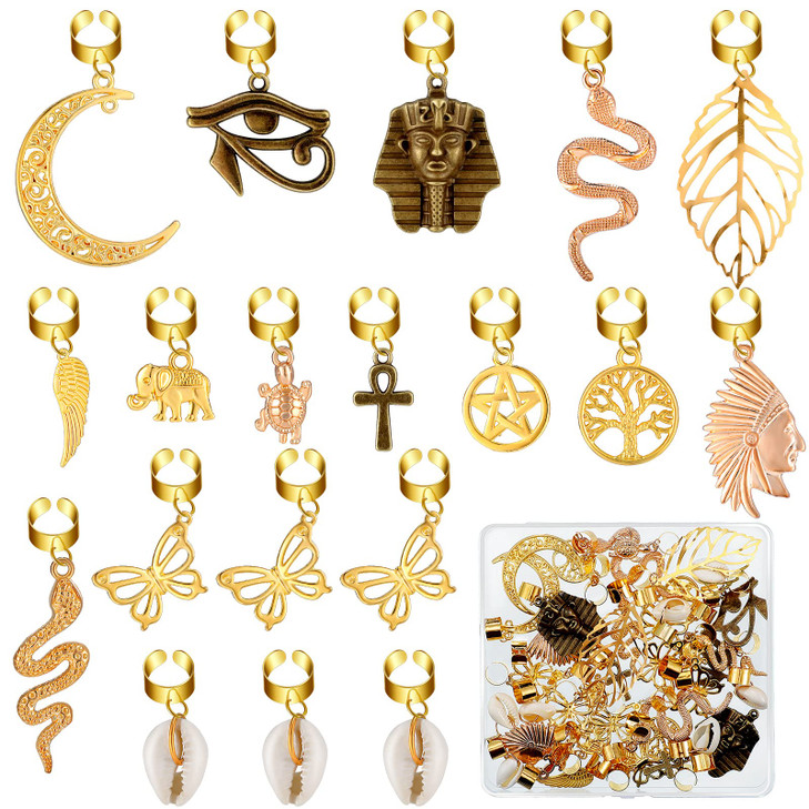 40 Pcs Hair Clips for Braids Locs Hair Jewelry Braids Hair Clips Gold Hair Accessories for Braids Hair Beads African Style Butterfly DIY Hair Jewelry