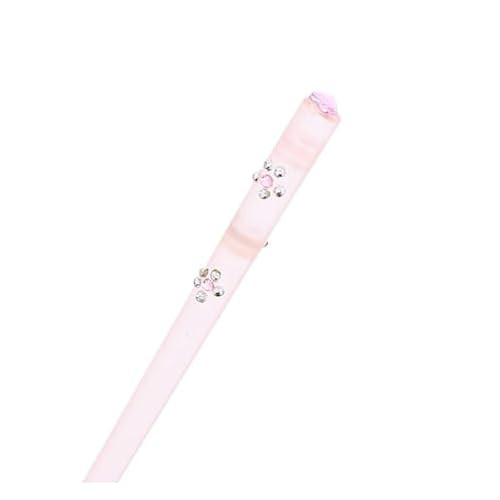 Pink Clear Hair Stick Chop Sticks with Diamond Flower