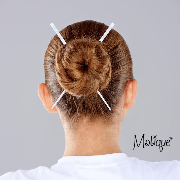 Set of 2 Hair Sticks with 3 Diamonds Chopsticks - White