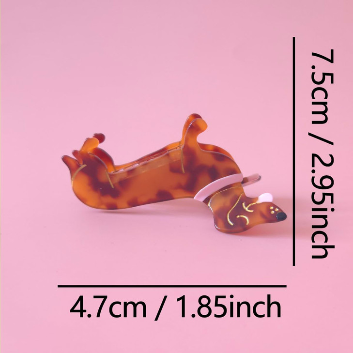 Dachshund Dog Hair Clips,Small Claw Clips for Girls,Acetate Hair Clips for Women,S10