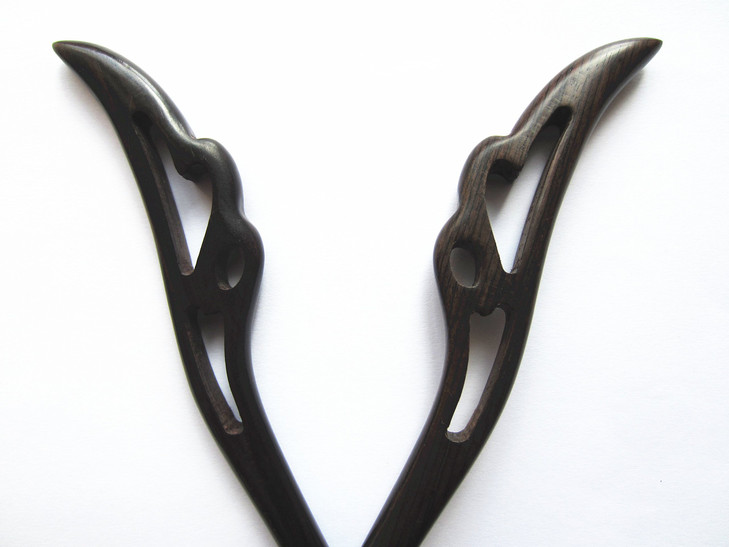 Myhsmooth Zz-bg-fswallow 2 Count Hair Sticks Natural Ebony (Black Sandalwood) Handmade Carved Hair Clip Shawl Hair Pins Pack of 2 Pcs :Flying Swallow