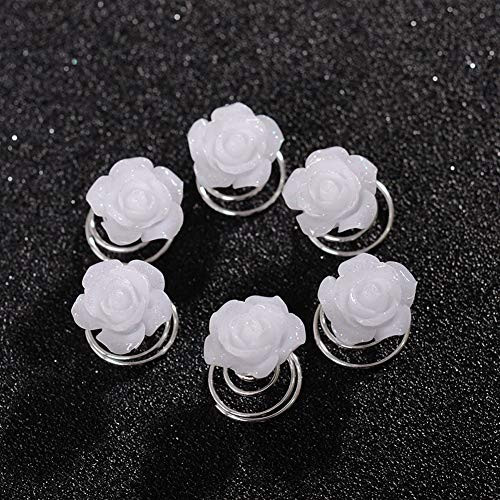 24PCS Rhinestones Crystal Spirals Hair Pin Clip Imitation Pearl Spin Pin Swirl Hair Twists Coils Hairpin Bun Stick Pick (F#)